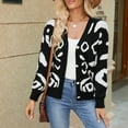 thumbnail image 6 of Womens Cardigan Sweaters Graphic Pattern Button Down Long Sleeve Open Front Knitted V Neck Sweater Coat Fall 2025 (L, Black), 6 of 6