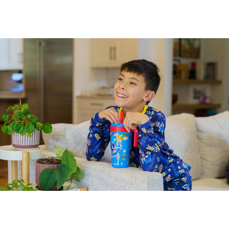 Zak Designs 18oz Sonic Kids Straw Handle Tumbler, Stainless Steel