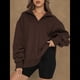 thumbnail image 4 of Sudadera de Entrenamiento de con Media Cremallera para Mujer, de Gran Tamaño, de Larga, Color Liso, con Hombros Caídos. Marrón Oscuro XXL, 4 of 5