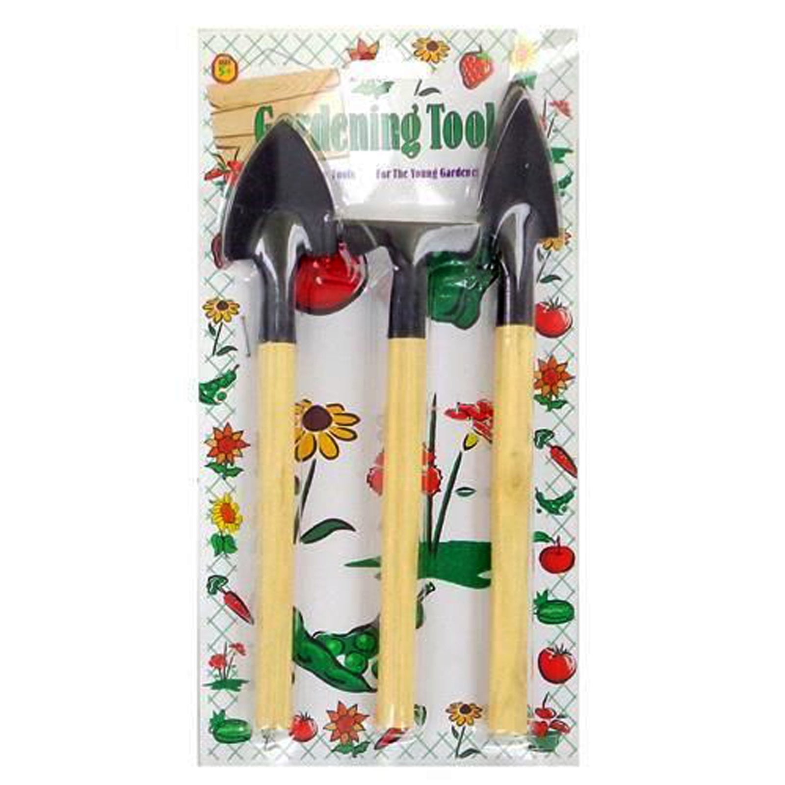 3 Piece Mini Wooden Handheld Gardening Tool Set Spade Shovel Rake