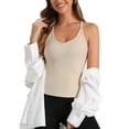 thumbnail image 4 of Allegra K Women's Slim-Fit Camisoles Ribbed Deep V-Neck Comi Workout Tank Top Beige S, 4 of 4