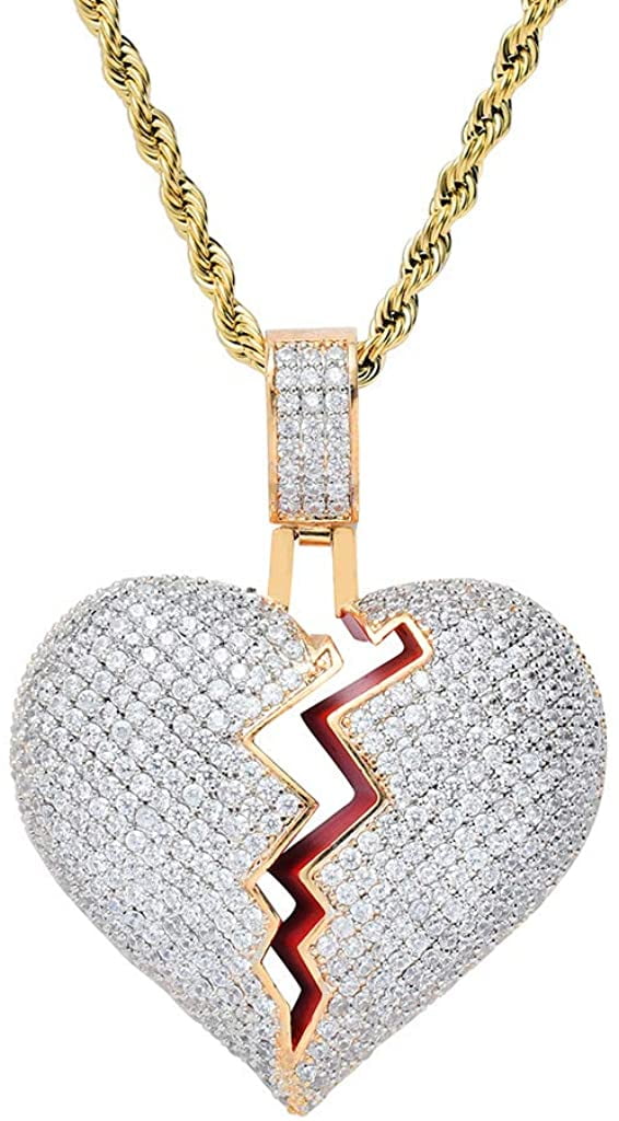 Broken Heart Pendant Necklace Hip Hop 