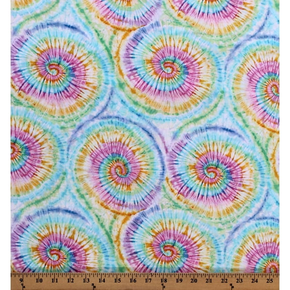 Cotton Tie-dye Rainbow T-shirt Clothing Swirls Spirals Patterns Rainbow Cotton Fabric Print by the Yard (TRIBECA-C8568)