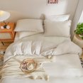 thumbnail image 2 of Move Over Beige Grey Pillowcases Queen, Boho Pillow Cover Set of 2, Washed Microfiber White Pom Fringe Pattern, 3 Pack, 2 of 6