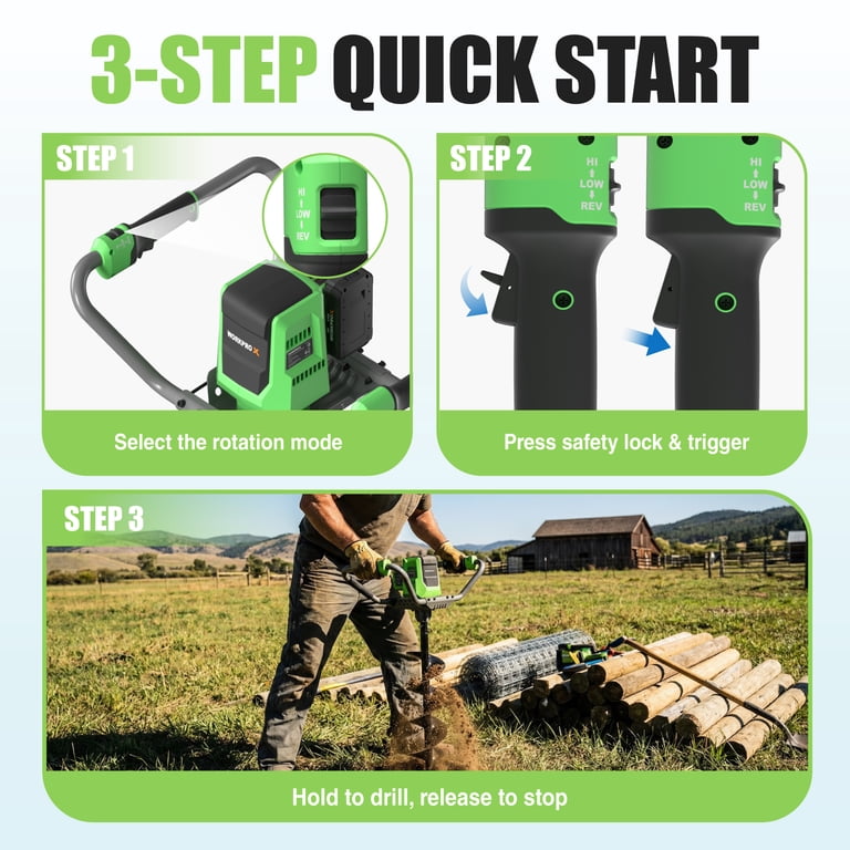WORKPROX 40V Electric Cordless Earth Auger, 8