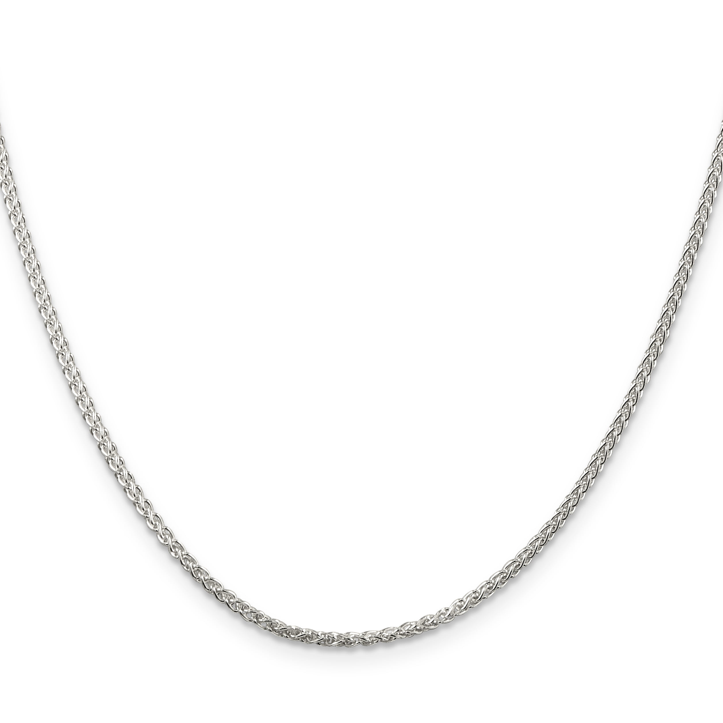 2.5mm Rhodium Plated Sterling Silver Solid Round Spiga Chain Necklace -  Black Bow Jewelry Company