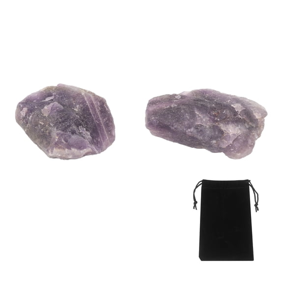 Uxcell 100g Amethyst Rough Crystals, Crystal Rocks Stone Real Raw Gemstones with Velvet Bag for Vase Filler Landscape Bottom Decoration Home Collection Decor DIY Project