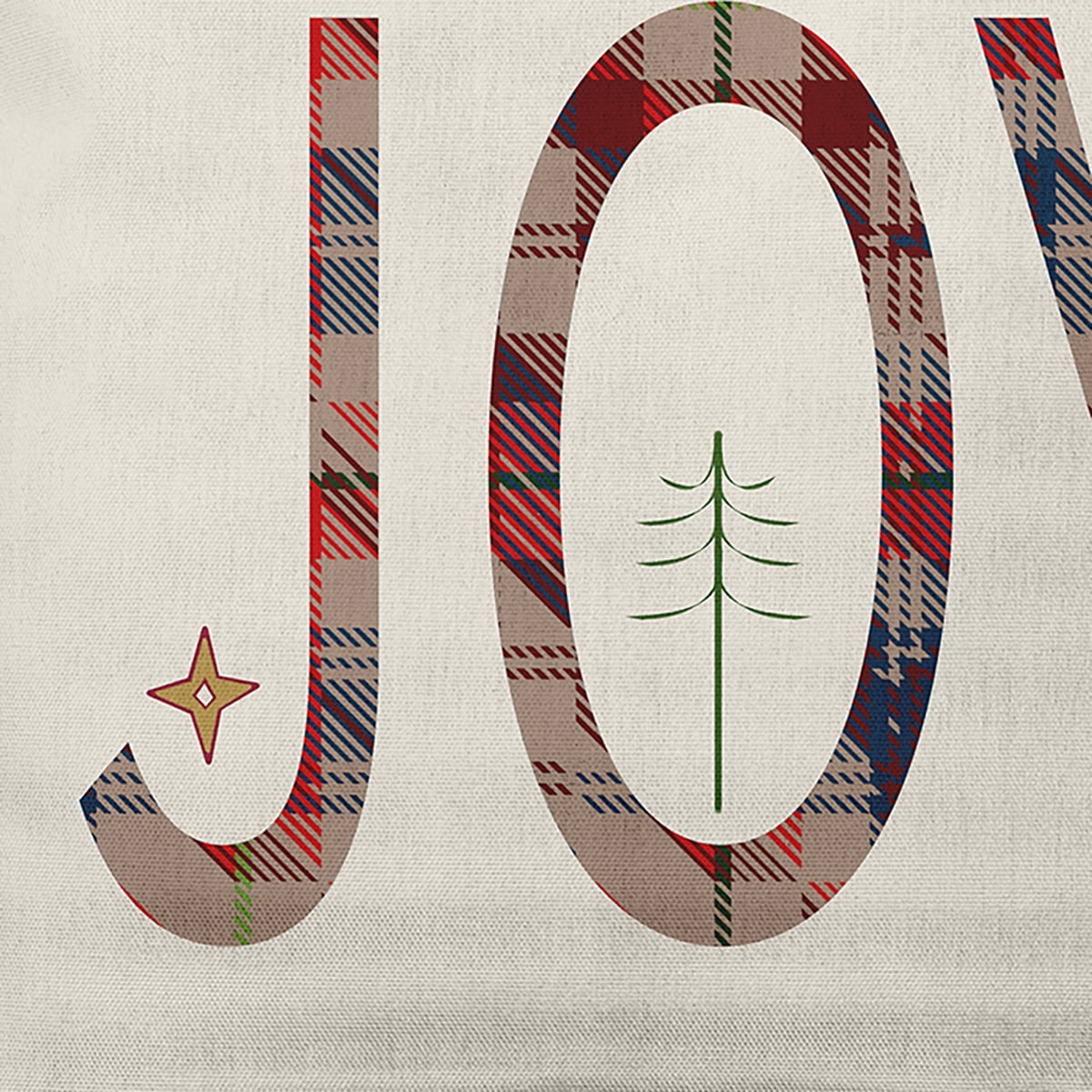 Simply Daisy Doe Colored Joy Filled Season Christmas Soft Spun Polyester Indoor/Outdoor Throw Pillow, 16" x 16"