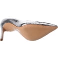 thumbnail image 5 of Schutz Lou Metallic Silver Snake-Embossed Slip On Pointed Toe High Heel Pumps (Silver, 8.5), 5 of 5