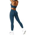 thumbnail image 2 of Yknktstc Conjunto de entrenamiento sin costuras de 2 piezas para mujer, sin espalda, sujetador deportivo con espalda en V, cintura cruzada, leggings de yoga, traje de gimnasio, 2 of 4