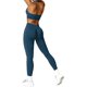 thumbnail image 2 of Yknktstc Conjunto de entrenamiento sin costuras de 2 piezas para mujer, sin espalda, sujetador deportivo con espalda en V, cintura cruzada, leggings de yoga, traje de gimnasio, 2 of 3