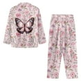 thumbnail image 7 of FOR U DESIGNS Flower Butterfly Pajama Sets for Women 2 Piece Button Down Long Sleeve Pants and V-neck Tops Size S Button Up Night Shirts for Women Sleepwear Pj, 7 of 7