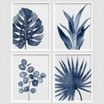 thumbnail image 3 of PixonSign 4 PCS Adhesive Canvas Poster Watercolor Blue Tropical Leaves Framed Wall Art Nature Wilderness Digital Modern Art Decorative Botanical Floral Elements Print Set - 12"x16" White, 3 of 5
