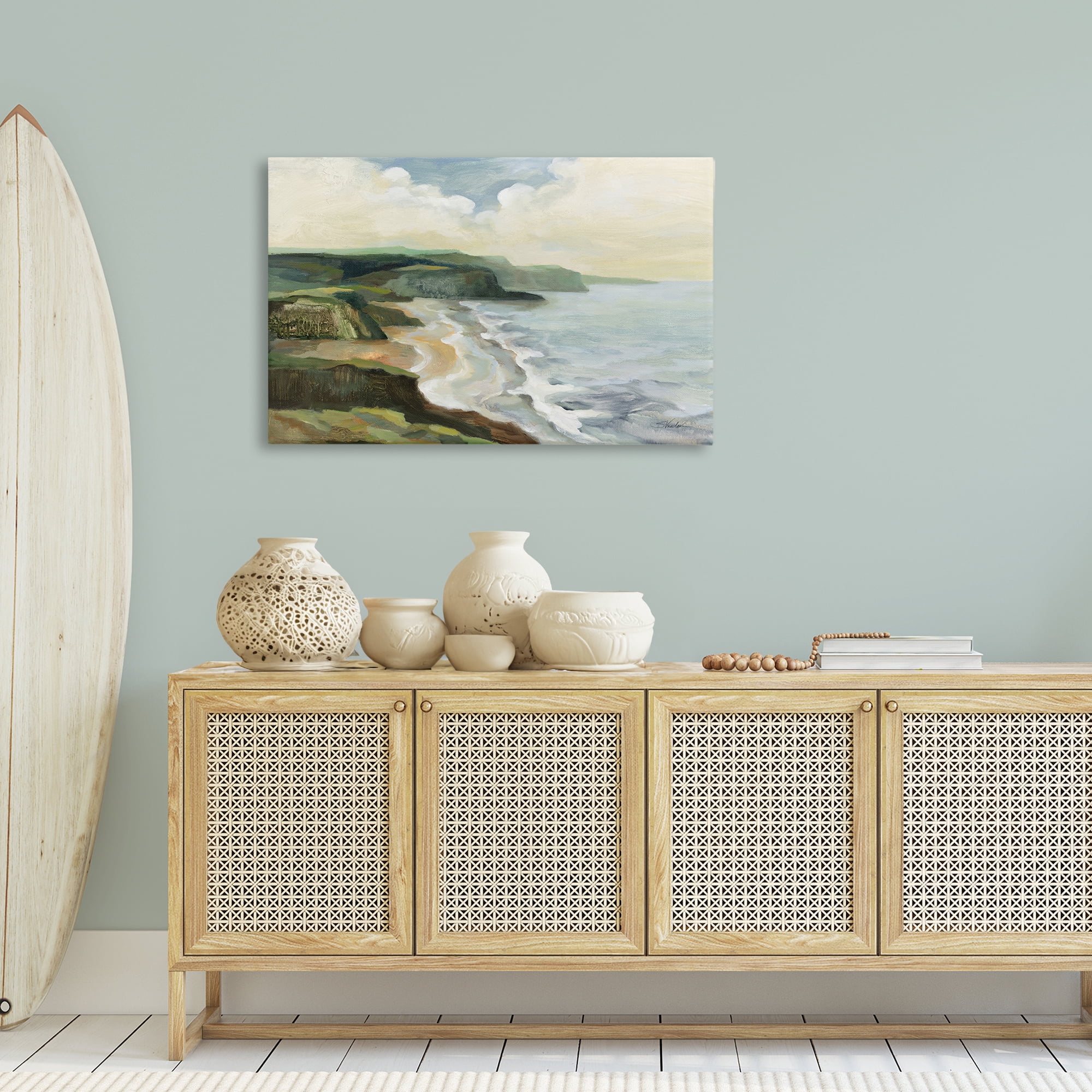 Stupell Industries Irish Coast Cliffs Landscape Painting Gallery Wrapped Canvas Art Print Wall Art, 36 x 24
