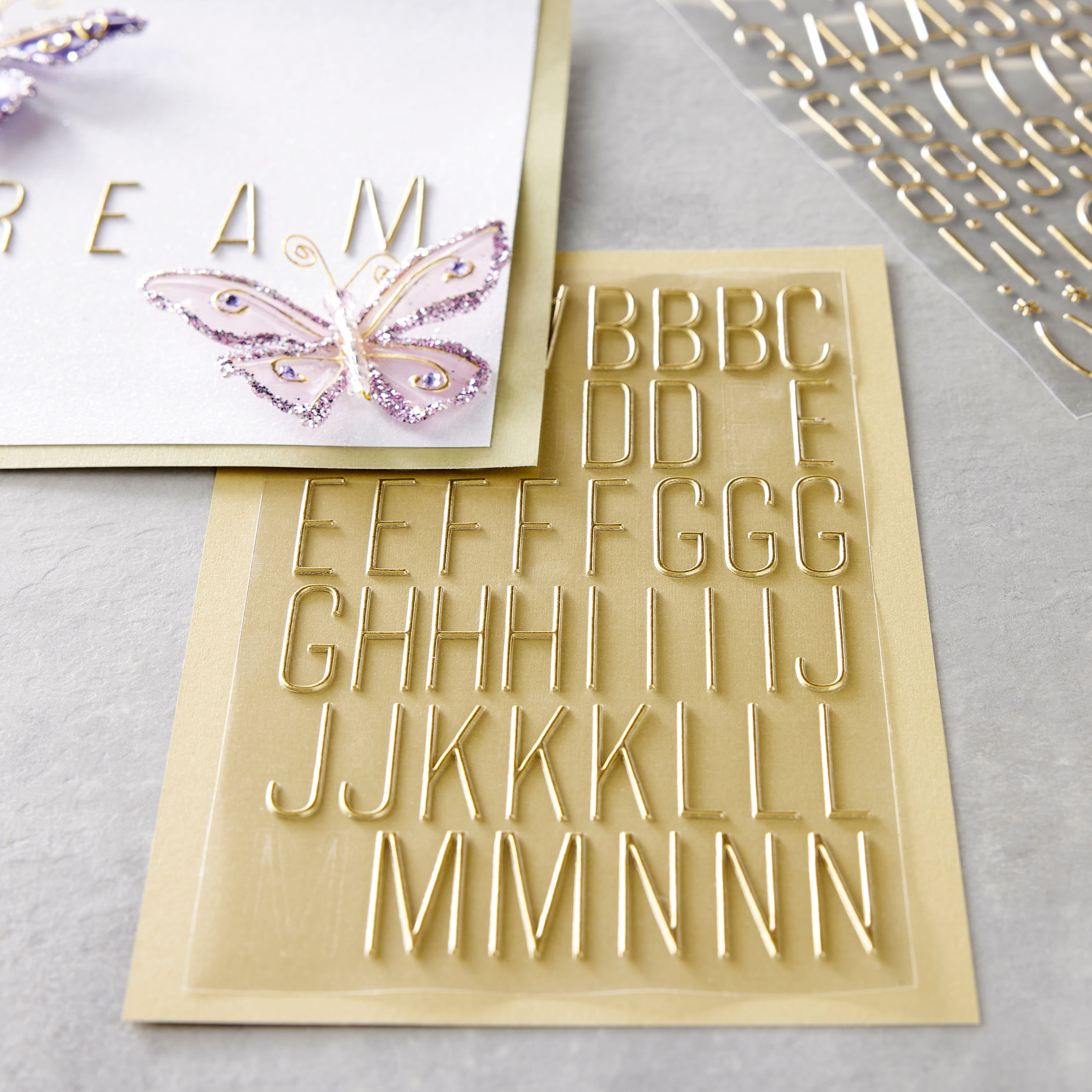 12 Packs: 85 ct. (1,020 total) Bernhard Gold Glitter Alphabet Foam Stickers  by Recollections™