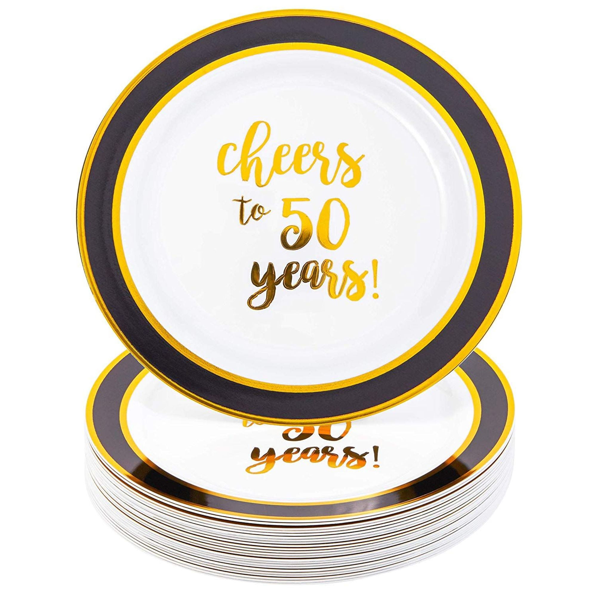 Gold 50th Birthday Party PlatesMilestone Age Cake Dessert Tableware 20cm x6