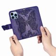 thumbnail image 5 of iPhone 13 Pro Max Case, Mantto Bling Diamond PU Leather Flip Wallet Case Hand Strap Butterfly Embossed Protective Flip Stand Card Holder Magnetic Cover for Apple iPhone 13 Pro Max, Purple, 5 of 9