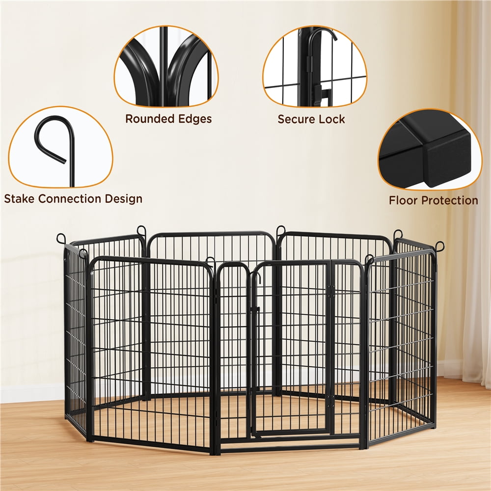 Yaheetech 31.5" H 16-Panel Portable Steel Dog Playpen with 2 Doors, Black