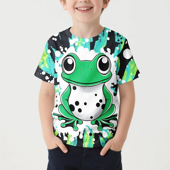 Frwgonr Boys Short Sleeve Tee Short Sleeve Tee Tops Casual Graphic Clothes Crew Neck Shirts 3-15 Years, Multicolor