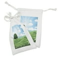 thumbnail image 2 of Flower Landscapes Fabric Pouch Set of 2, Single Tree in the Greenery, Small Drawstring Bag for Toiletries Masks and Favors, 9" x 6", Sky Blue Fern Green, by Ambesonne, 2 of 2