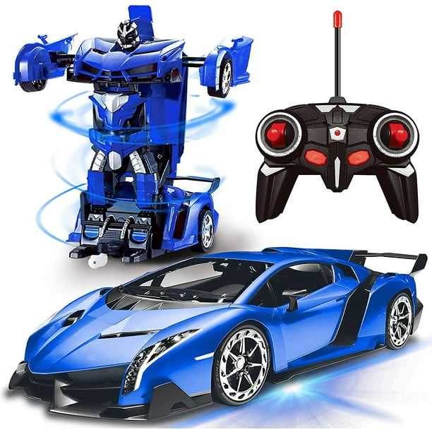 Control remoto Transform Car Robot Toy con luces Deformación Rc Car 2.4ghz 1:18 Recargable 360girating Stunt Race Car Juguetes para niños Niños Niñas Edad