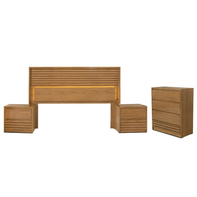 Recamara KS 4 Piezas Liora Sin Espejo Natural - Kessa Muebles
