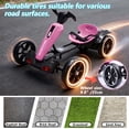 thumbnail image 6 of iRerts 12V Go Kart for Kids, Folder Electric Go Cart with Music, LED Light, Adjustable Seat, 4 Non-Slip EVA Wheels, Powered Ride on Toys for Kids Boys Girls Ages 3-6, Pink, 6 of 10