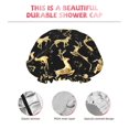 thumbnail image 3 of Kdxio Elegant Gold Moose Print Shower Cap for Women,Elastic and Reusable,Double Waterproof Layers Bathing Hat, 3 of 6