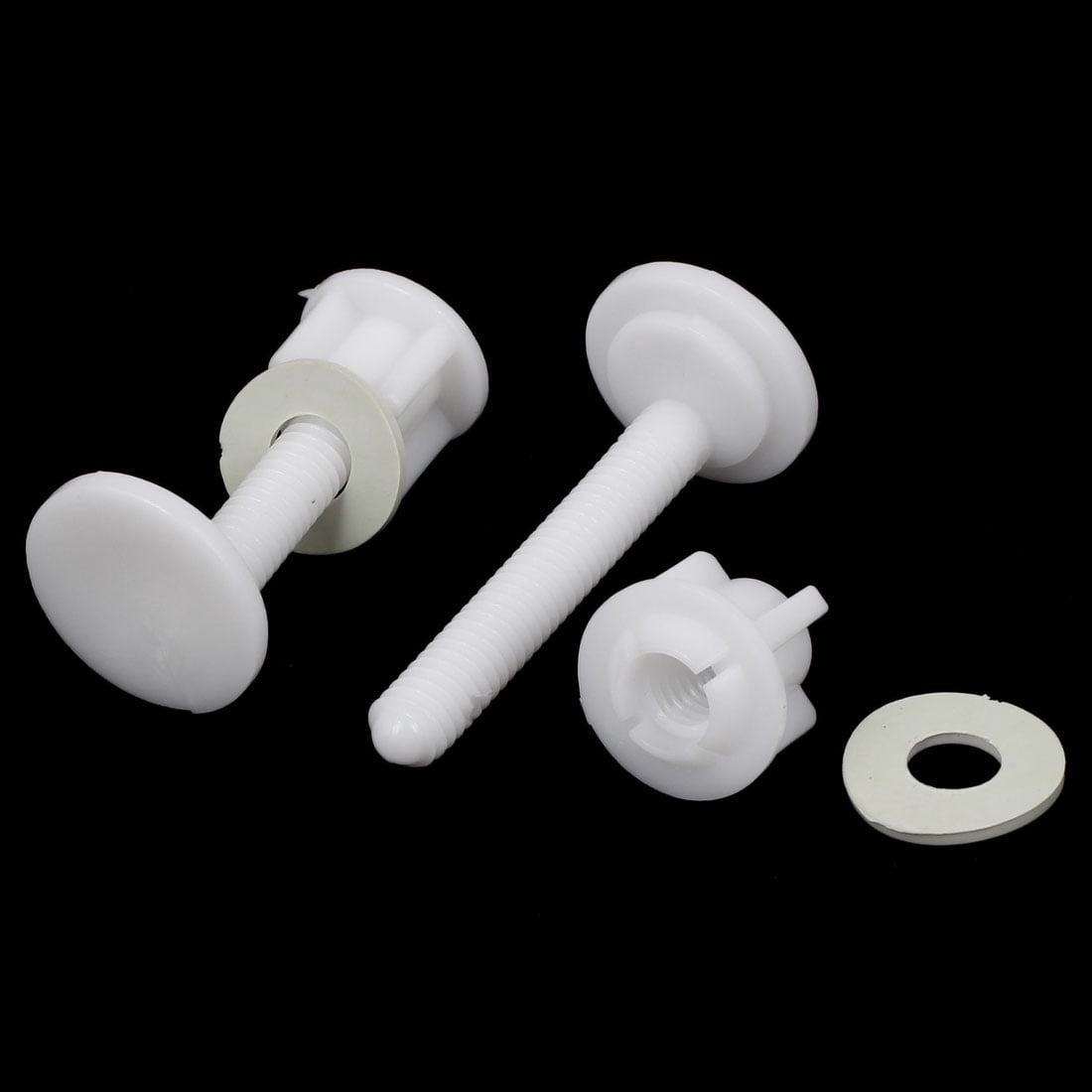 1.1 x 2.6 Inch White Plastic Round Shaped Toilet Seat Hinge Bolt 2pcs