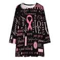 thumbnail image 2 of Breast Cancer Pink Ribbon Loose Dress Evening Dress Summer Dresses for Women Luxury Dress Long Sleeved Dress, 2 of 4