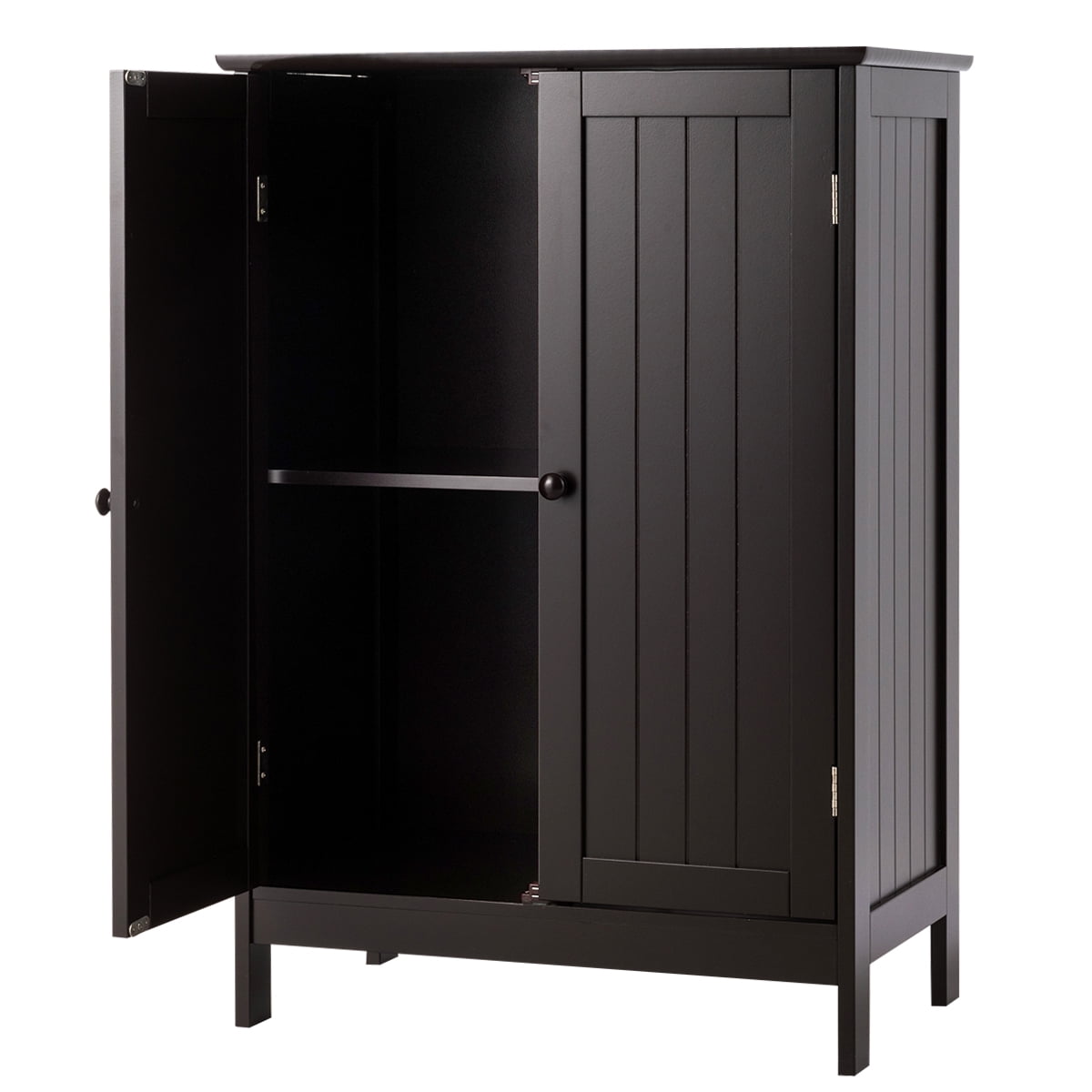 Topbuy Bathroom Storage Cabinet with Double Doors Wooden Cupboard Shoe Cabinet Brown