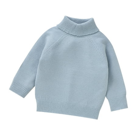

Baby Boys Girls Turtleneck Knit Sweater Soft Warm Toddler High Collar Solid Pullover