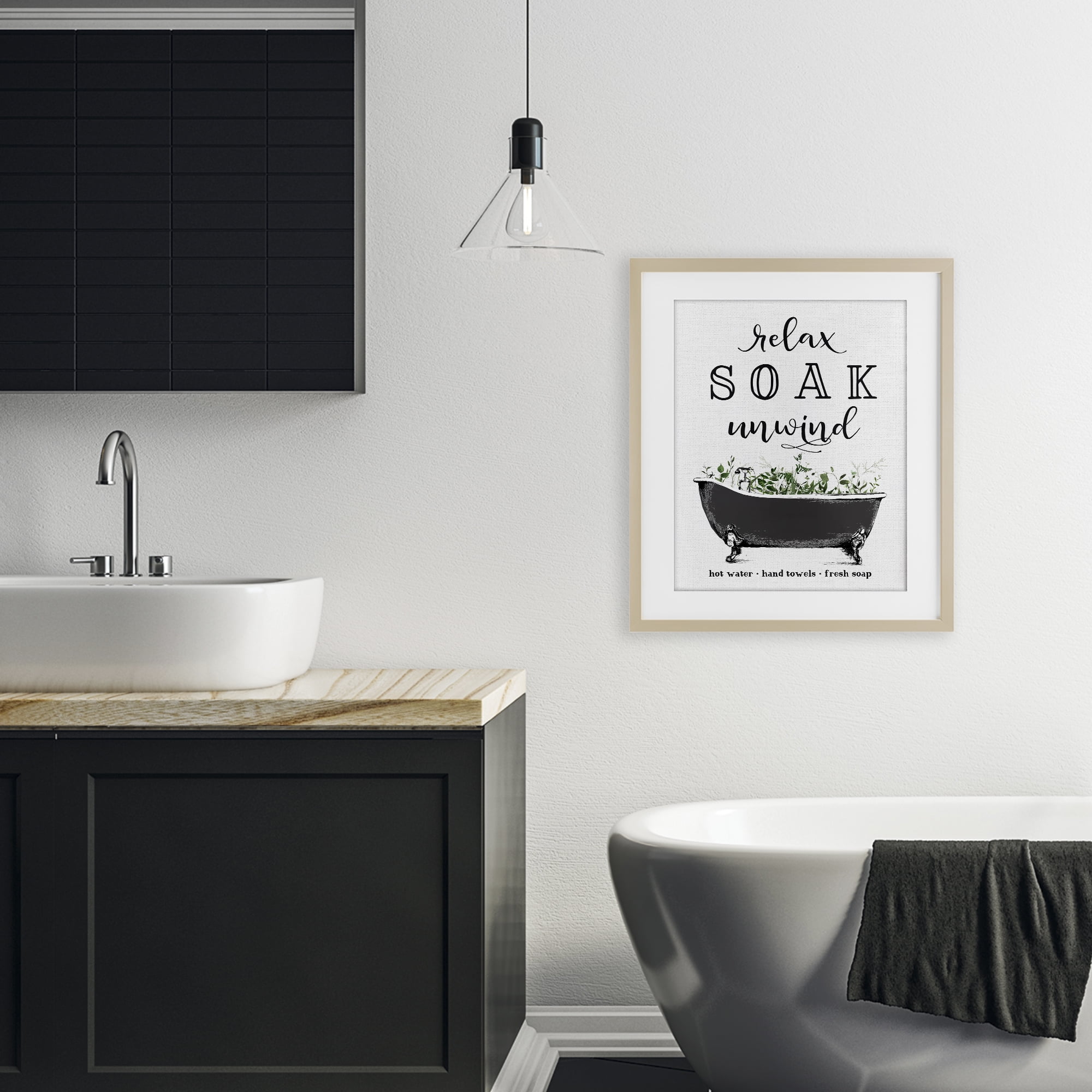 Vintage Bathing Reminders Birch Framed Print Under Glass, design by Lettered and Lined