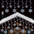 thumbnail image 3 of Toodour Christmas Snowflake Lights Outdoor, 17.22ft 264 LED Snowflake Icicle Lights with 22 Drops, Connectable, 8 Modes Waterproof Christmas Lights for Curtain Eaves Window Xmas Decor (White), 3 of 9