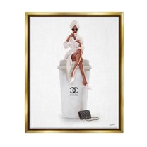 Stupell Industries Upscale Brand Woman Glam Brunch Coffee Graphic Art Metallic Gold Floating Framed Canvas Print Wall Art, Design by Ziwei Li