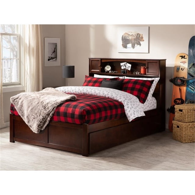 AFI Newport Full Solid Wood Bed with Full Trundle in Walnut