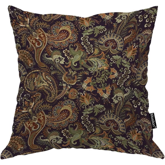 Ryan; Throw Pillow Cover Paisley Vintage Floral Indian Ornament Indian Asian Tribal Design Blossom Square Pillow Case Cushion Cover for Home Car Decorative 18x18 Inch