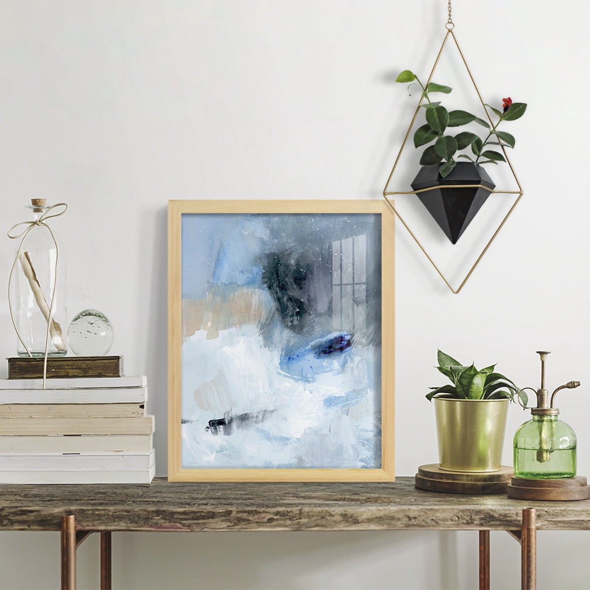 Welle II - Framed Print w/glass - Natural Wood