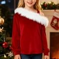 thumbnail image 5 of Huanglei Velvet Off Shoulder Top For Girls With Faux Trim Elegant Casual Blouse Soft Velour Long Sleeve Shirt Party Wear And Daily Outfits For Toddler And Fashion Toddler T-Shirt 11-12 Years, 5 of 5