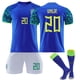thumbnail image 1 of Surgei 2223 Brasil Camisetas de fútbol, Brasil Estadio de casa Número #20 Vinijr. Impreso Manga Corta Tops Calcetines Camisetas de fútbol de 3 piezas, Camisetas de fútbol de Brasil para adultos, S, 1 of 4