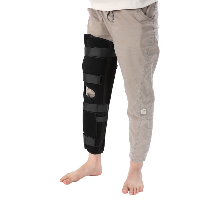 Immobilisateur de Genou Genou une Pièce Plaque en Acier Légère Soutien Attelle de Genou Ajustable Confortable