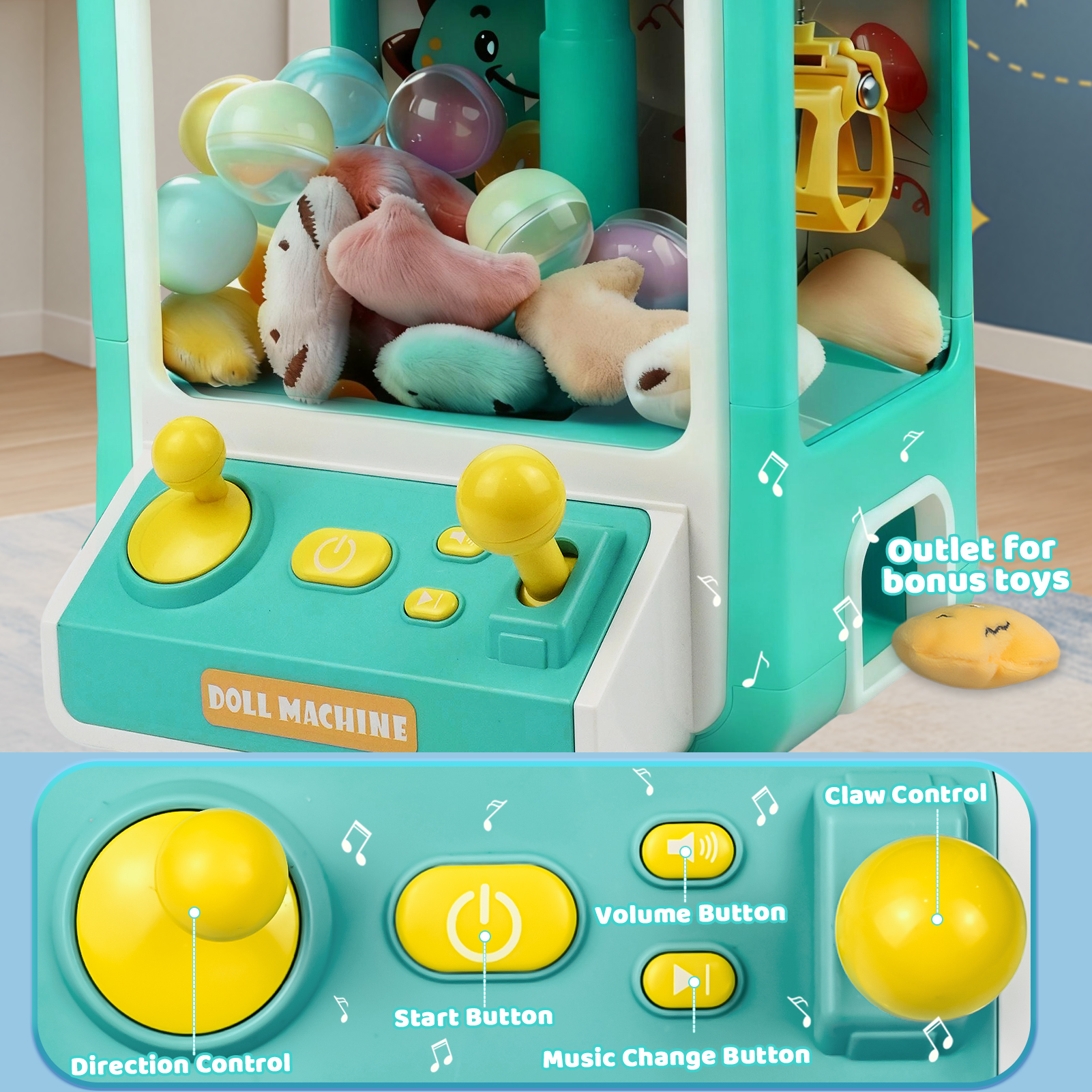 Sunforu Claw Machine ,Candy Vending Prize Machine Dispenser with LED Light & Adjustable Sound,Christmas Birthday Gift for Boys Girls Age 3+