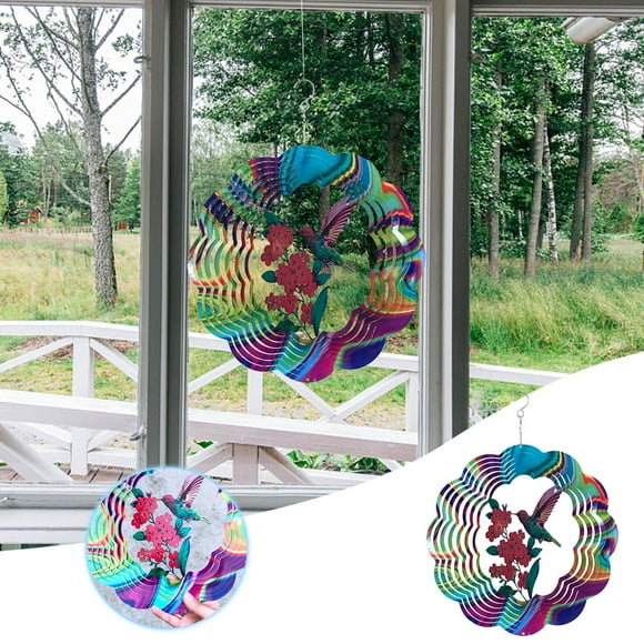 Xihbxyly Molino de Viento de Acero Inoxidable, Decoración Giratoria para Jardín, Diseño Colorido con Efecto Espejo, Fácil de Colgar, Decoración para Patio Exterior, Regalo de Navidad, Tamaño 30 X 30