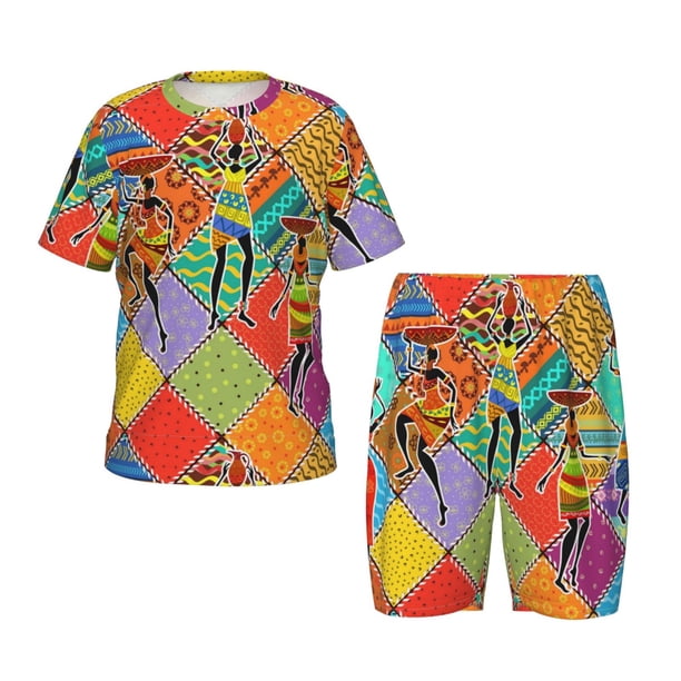 Balery Dancing African Womans Conjunto de Pijama Infantil de Manga Corta con Estampado – Ropa de Dormir de Algodón Suave-3X-Large