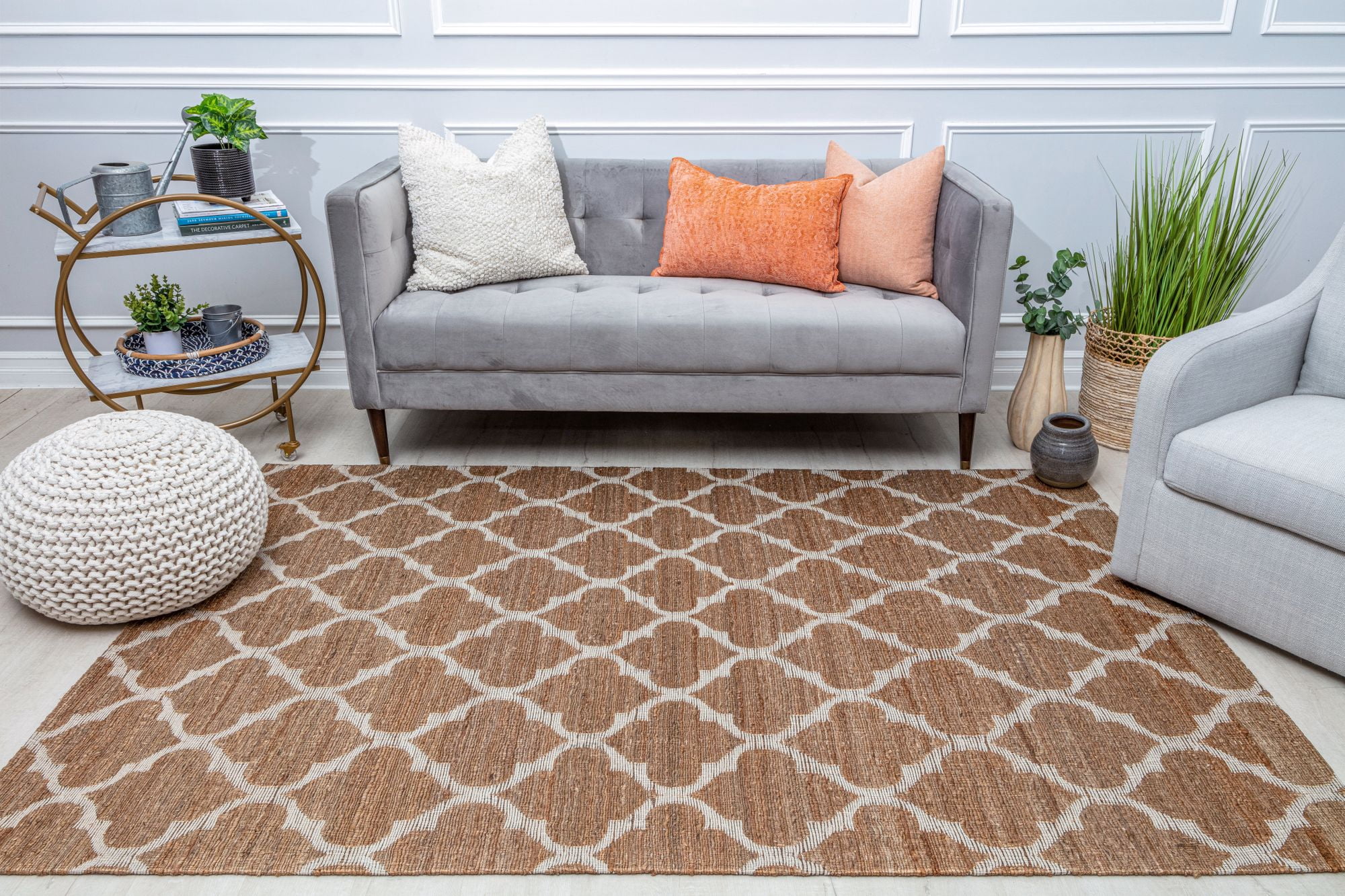 Rugs America GN25A Fancy Trellis Transitional Brown Area Rug, 8'0"x10'0"