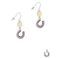thumbnail image 2 of Delight Jewelry Silvertone Beaded Pink Crystal Horseshoe with Good Luck Goldtone Leaf French Earrings, 2 of 4