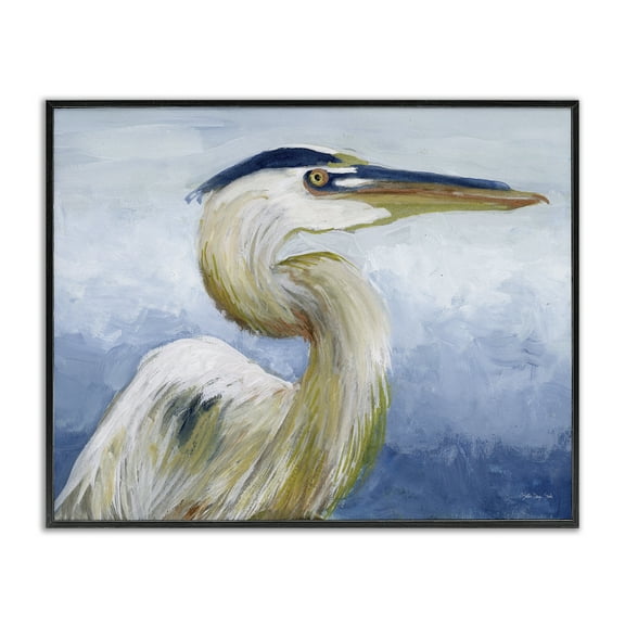 Stupell Industries Heron & Blue Gradient Animals & Insects Painting Black Framed Art Print Wall Art, 14 x 11