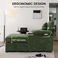 thumbnail image 5 of Aukfa 58" Chaise Lounge Oversized Sofa Chair with 2 Cup Holders&USB Ports, Chenille, Green, 5 of 9