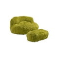 thumbnail image 4 of Faux Fur Bean Bag Chair with Ottoman, Soft Fluffy Plush Lazy Sofa with Footrest, Fuzzy Puff Chair for Adults and Kids, Olive, 4 of 9