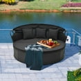 thumbnail image 4 of Costway Patio Round Daybed with Retractable Canopy Rattan Sectional Seating Black, 4 of 8